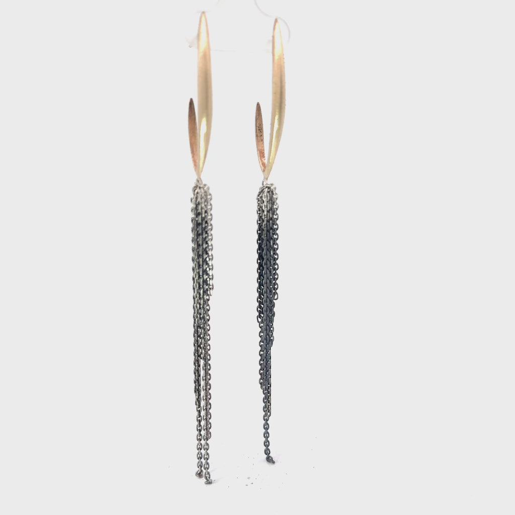 gold dagger stud earring with chain 5
