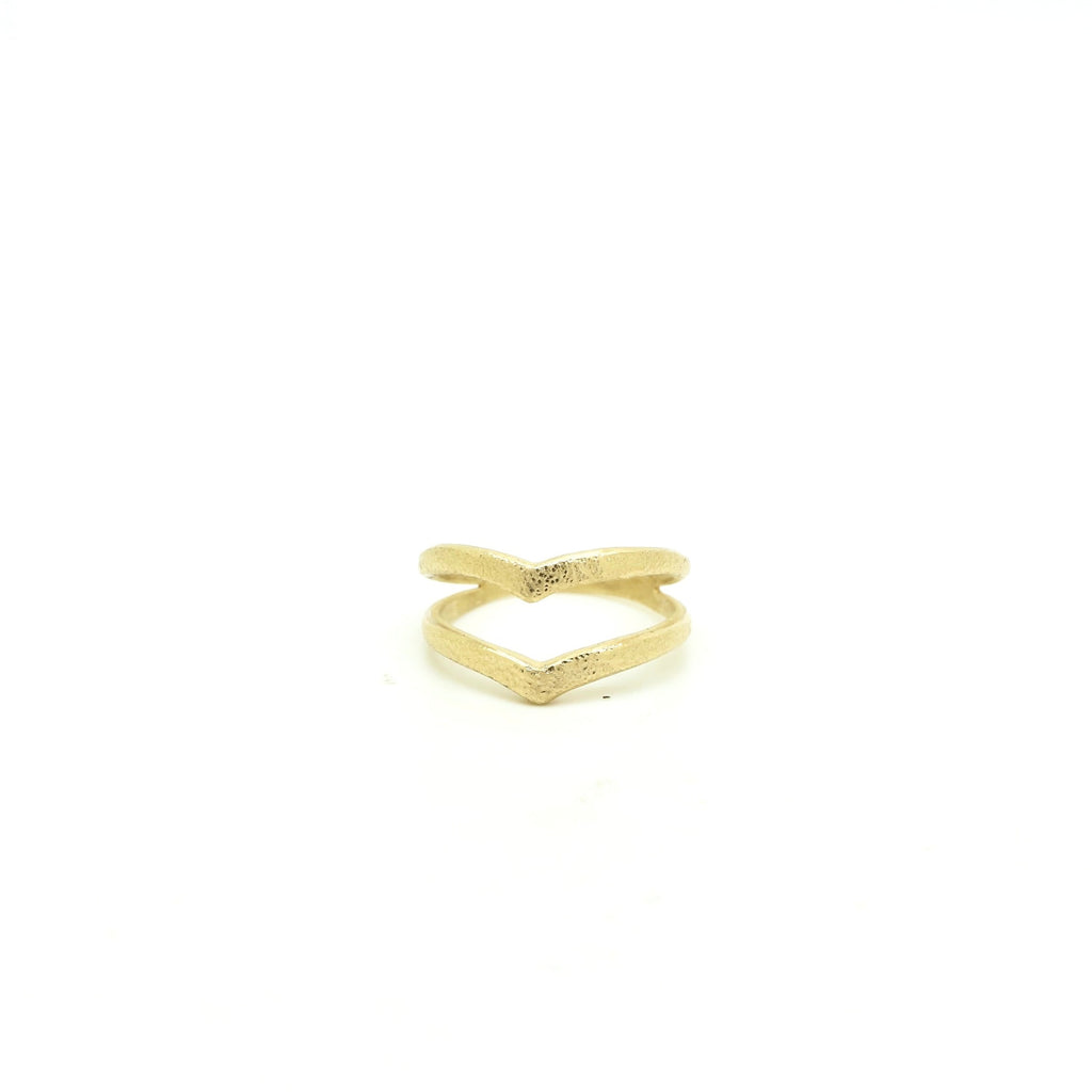 Golden Chevron Diamond Ring