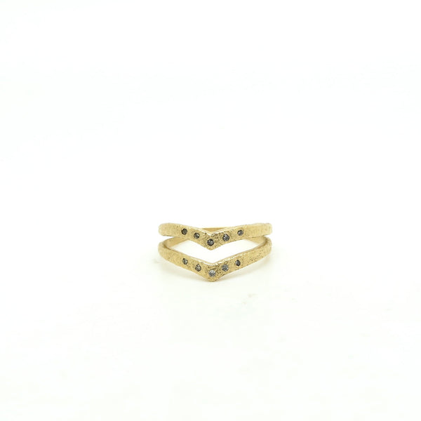 Golden Chevron Diamond Ring